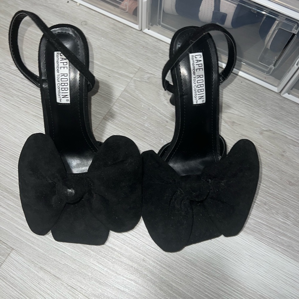 Bow Black Velvet heels